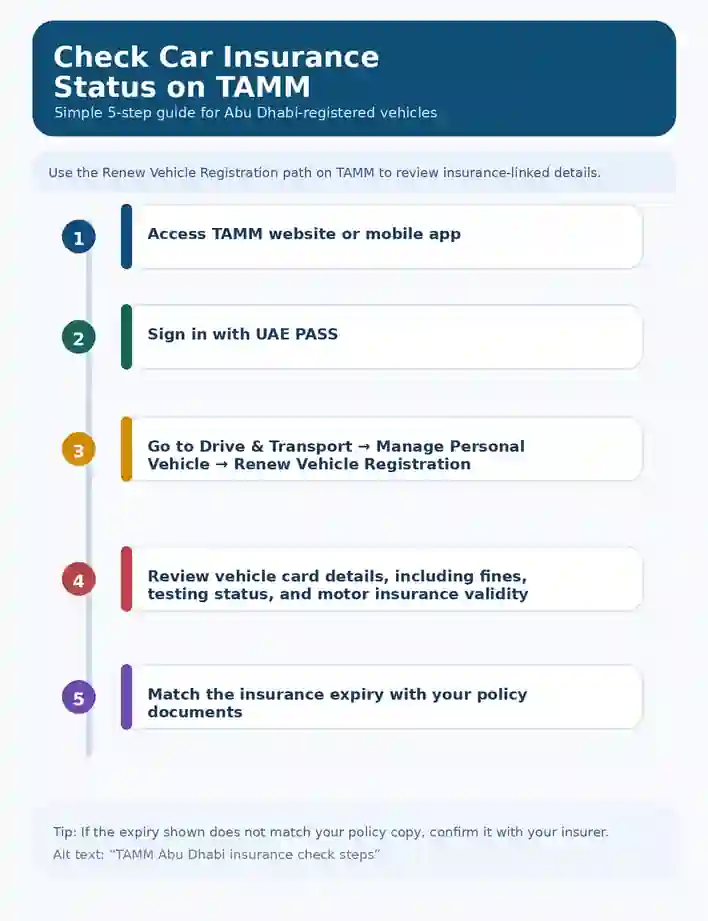 Check Car Insurance Status Via TAMM Website